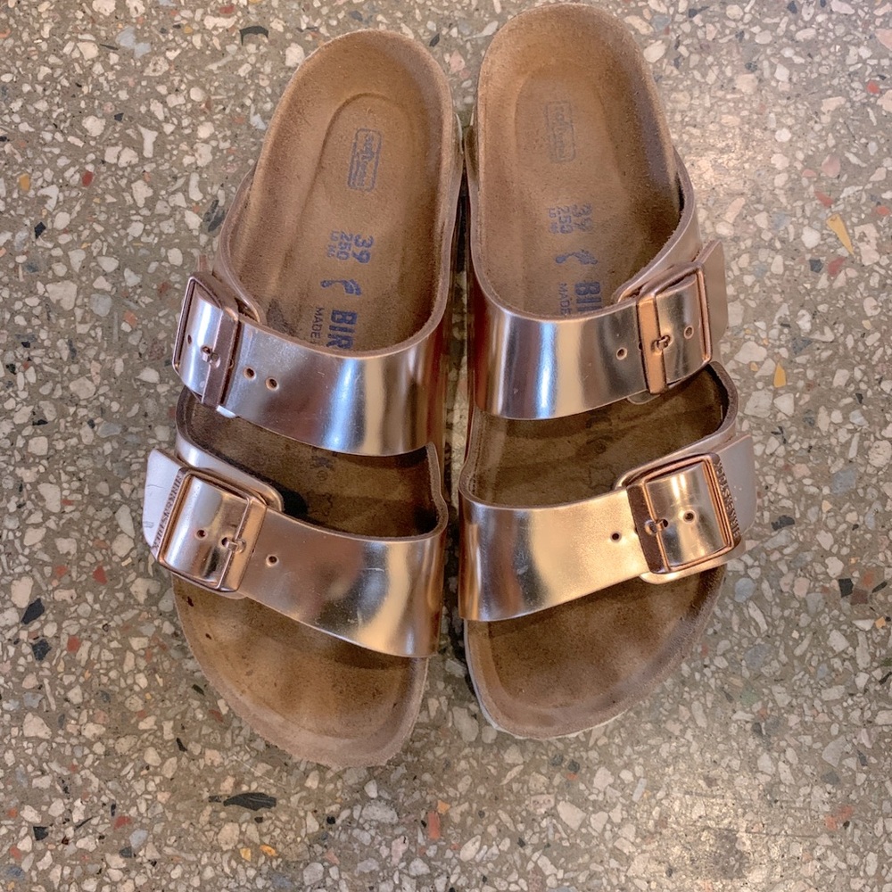 Birkenstock Arizona 00952093-800 Women's Soft Footbed Leather Sandal - Rose Gold